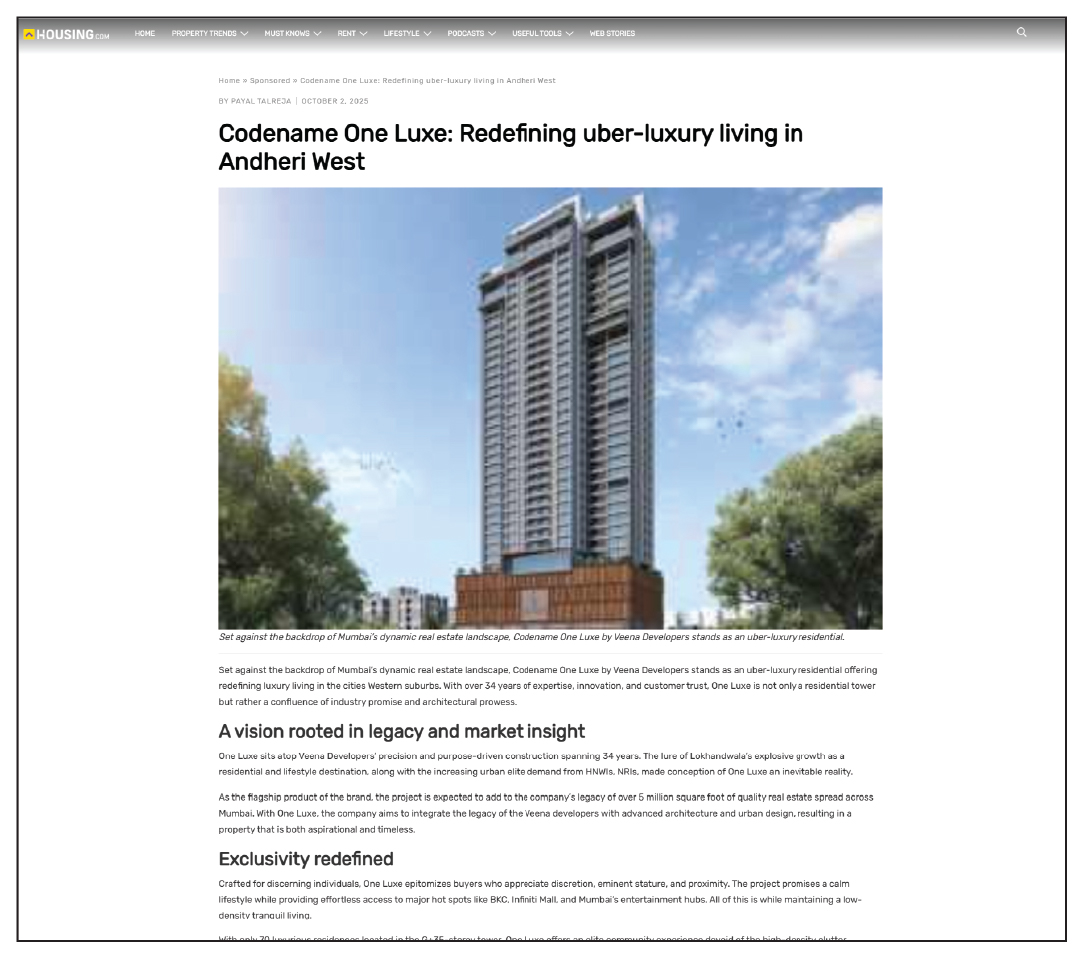 Redefining uber-luxury living in Andheri West